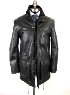 New Isaiah Ciarrai Black Leather Zip 3 4 Top Coat Jacket s M $1 895