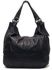 Italian Leather Handbag Purse Hobo Shoulder Bag Tote 7003 Black
