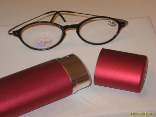 00 Red Case Black Flexible Temples Eyewear Eyeglasses Readers