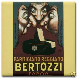 Italian Parmesan Cheese Vintage Ad Ceramic Tile Coaster Italy Poster