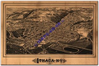 1882 Ithaca New York Tompkins County NY USA Map CD