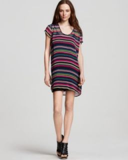 Joie New Isobel Multi Color Short Sleeve Striped Silk Lined Casual