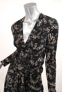 Issa London Multi Colored Silk Jersey Printed Dress Teal Blk Cream US