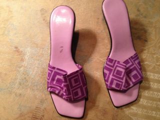 Ladies Italian Shoemakers Purple Silk Slides Size 7 1 2