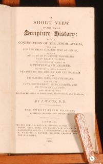 1818 A Short View of The Whole Scripture History Watts