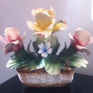 Vintage Capodimonte Italian Porcelain Flower Basket