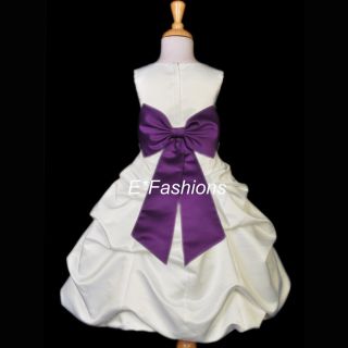 Ivory Plum Purple Flower Girl Dress 4 4T 6 6X 8 9 10 12