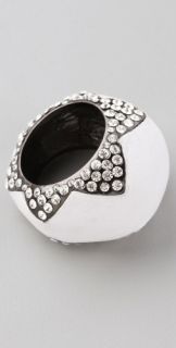 House of Harlow 1960 Leather & Crystal Cocktail Ring