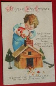  Postcard Art Deco Clapsaddle Jollity Jack His Little House G
