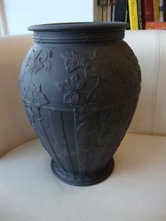 Large Wedgwood Basalt Black Ivy Baluster Vase