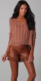 TEXTILE Elizabeth and James Boxy V Neck Cable Sweater