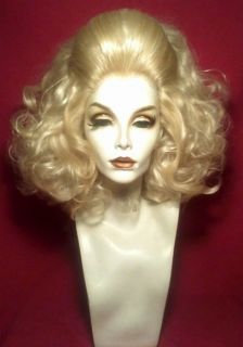 NEW LACE FRONT DRAG QUEEN PLATINUM BLONDE WIG  BIG BEEHIVE 60S
