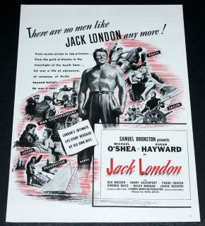 1943 Old WWII Magazine Movie Ad Jack London Michael OShea Susan
