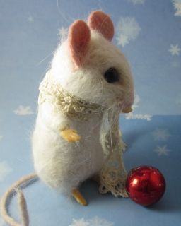  Christmas Winter White Mouse Vanilla by Artist Robin J Andreae