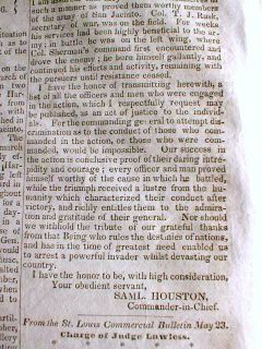 Best 1836 Newspaper Battle of San Jacinto Texas War of Independence