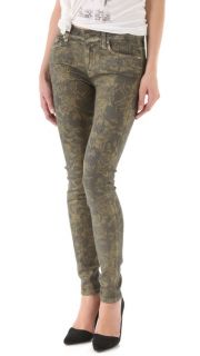 7 For All Mankind Gold Floral Skinny Jeans