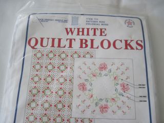 Jack Dempsey Quilt Blocks New Stamped to Be Embroidered Colonial Rose