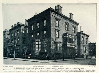 1903 Print J Pierpont Morgan Madison Avenue Brownstone Landmark