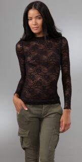Free People Lace Mock Neck Top