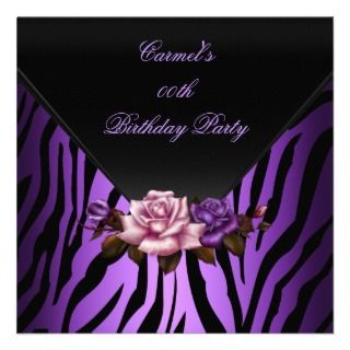 Zebra Birthday Party Ideas on Purple Zebra 21st Birthday Party Invitations  61 Purple Zebra 21st