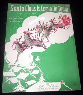 Santa Claus Is Coming to Town 1934 Art Music Sheet