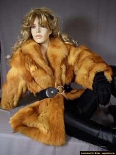 Real Fur Coat Golden Jackal in Beautiful Desert Fox Colour with Belt