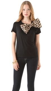 RED Valentino Jersey Leopard Bow Tee