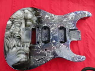 JACKSON DXMG GUITAR BODY W/ MULTI COLORED CRACKLE PAINT AND MONSTER