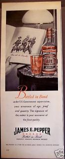 1945 James E Pepper Kentucky Bourbon Whisky Vintage Ad