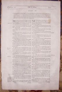 1601 English Catholic Folio Bible Leaf Fulkes RARE Complete 1st John