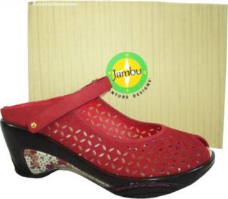 Jambu $119 Journey Nubuck Leather Peep Toe Clog Wedge Mule Sandal 8 5