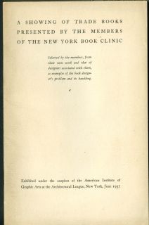 Aiga New York Trade Book Clinic Exhibition Catalog 1937