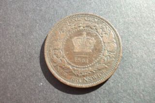 1861 Queen Victoria New Brunswick One Cent Coin Nice Condition