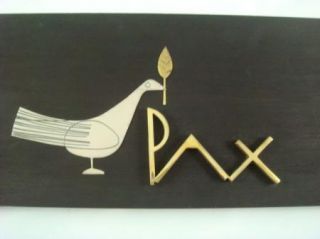Emaus 925 Sterling Pax Dove Olive Branch Peace Plaque
