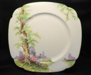 Royal Albert Greenwood Green Trim One Square Dinner Plate Dish