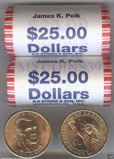 2009 James K Polk $1 Presidential BU Coin Roll P Mint