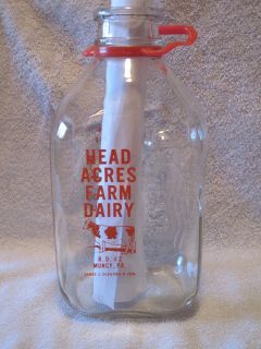  Acres Farm Dairy Muncy PA 1 2 Gal Milk Bottle James Gleason