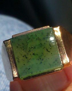 Unique Mens Vtg Jade 10K Gold Ring Size 11 not Scrap Estate