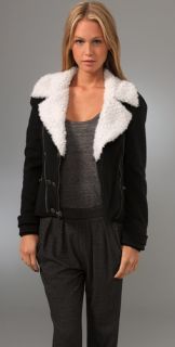Juicy Couture Puff Motorcycle Jacket with Sherpa Collar