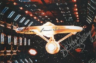 Star SHIP Enterprise Star Trek Color Autographed
