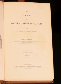  The Life and Works of Oliver Goldsmith James Prior Scarce Collection