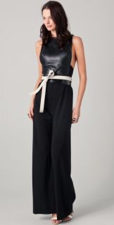 Ellery All In One Jumpsuit with Leather Bodice