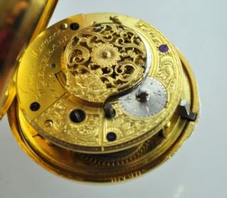 19thC 1845 James Murdoch Pocket Watch Verge Fusee Gilded Silver Pair