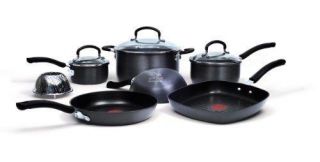 Jamie Oliver by T Fal Nonstick Hard Anodized Cookware Set 10 Piece