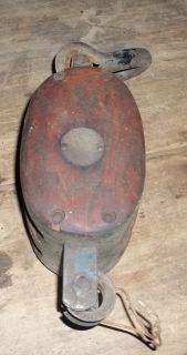 Antique UNION Farm Cast Iron Wood Barn Rope Pulley Block Tackle Ship