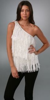 alice + olivia One Shoulder Feather Top