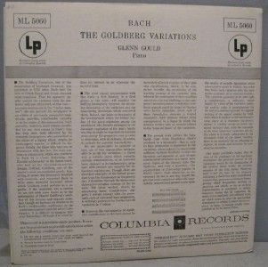 Glenn Gould Piano Bach Goldberg Variations Orig Columbia 6 Eye LP