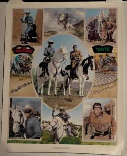 RARE Clayton Moore Jay Silverheels Signed Lone Ranger Poster