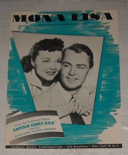 1949 CAPTAIN CAREY, USA FILM SOUNDTRACK SHEET MUSIC ALAN LADD WANDA