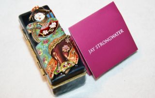 Jay Strongwater Signed Chinoiseri Geisha Lipstick Case SCB8033453